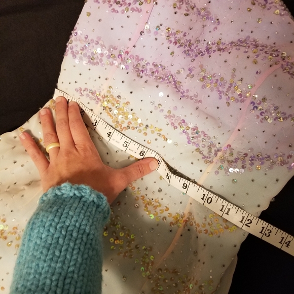 Sz 4 (fits 0-2) NWT Y2K Vintage Purple/Turquoise/Green Sequin Ombre Gown Dress - Picture 8 of 8